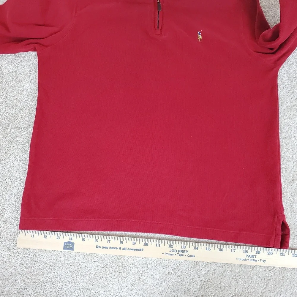 Polo Ralph Lauren Estate Rib Men's Medium Red‎ Knit Pullover 1/4 Zip Long Sleeve